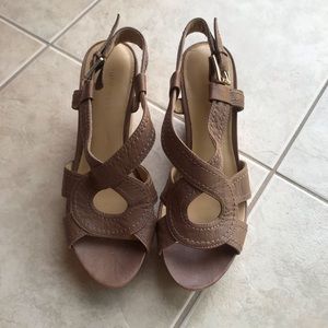 Nine West brown leather wedges, size 6.5 US